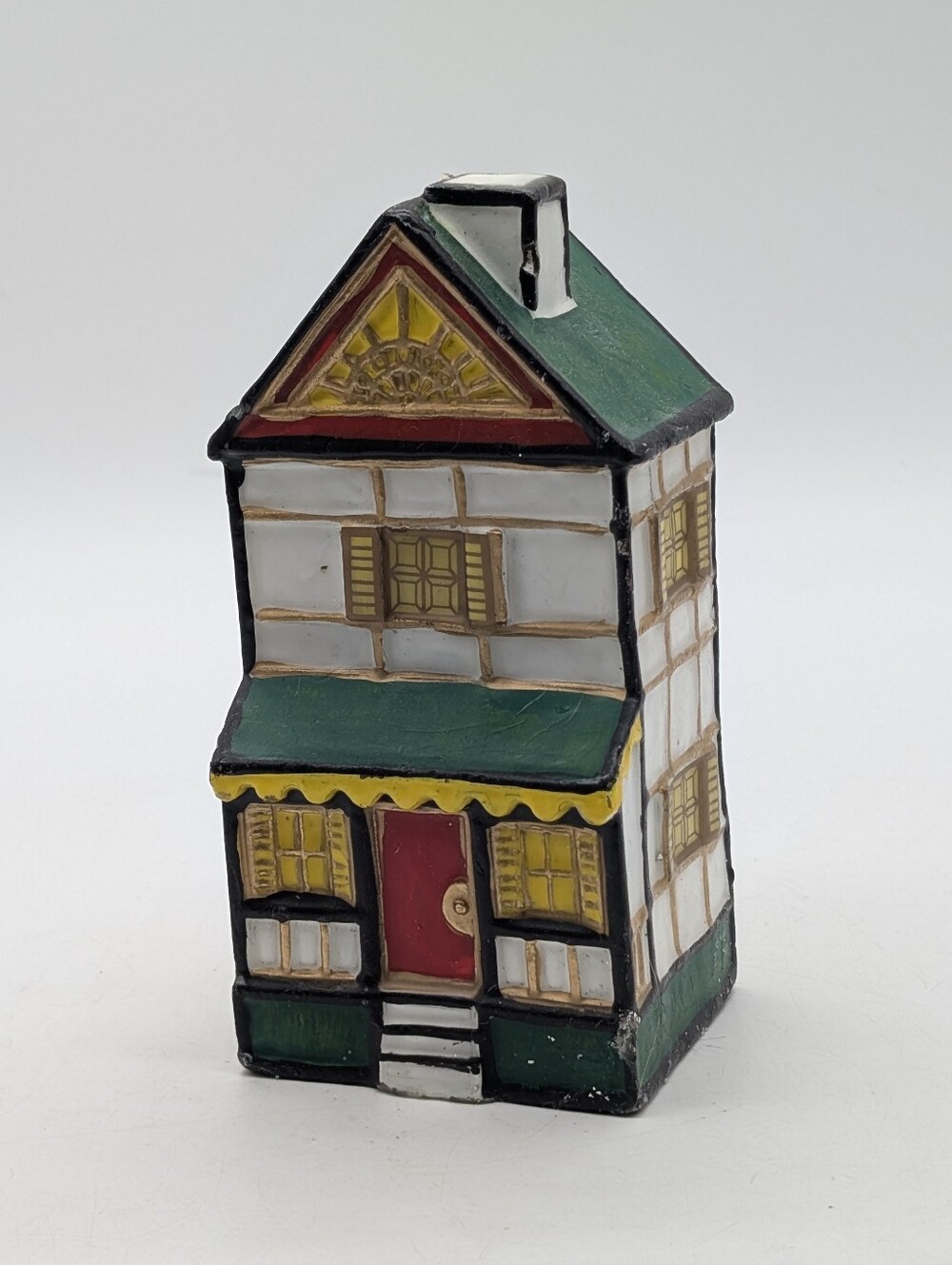Vintage Robert Alan Hand Painted House Candle Tudor Village Old Curiosity Shop